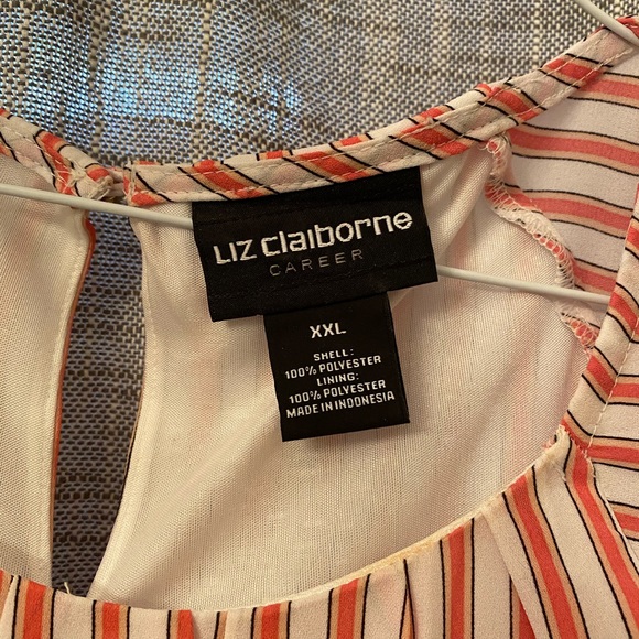 NWOT Salmon/white/black/tan stripe Liz Claiborne XXL blouse - Picture 2 of 5